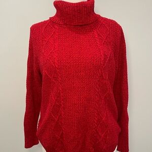 GAP NWT Women's Red Turtleneck Cable Knit Sweater XL